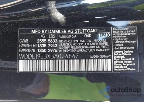 2011 Mercedes-Benz Cl 550 4Matic z USA, uszkodzony, nr VIN WDDEJ9EBXBA026867